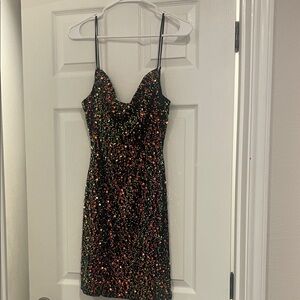 City Studio Black Multicolor Sequin Mini Dress